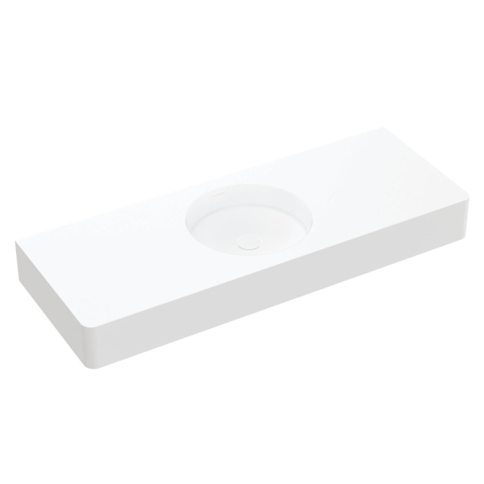 fienza Encanto 1200 Solid Surface Wall Basin Centre Bowl No Tap Hole