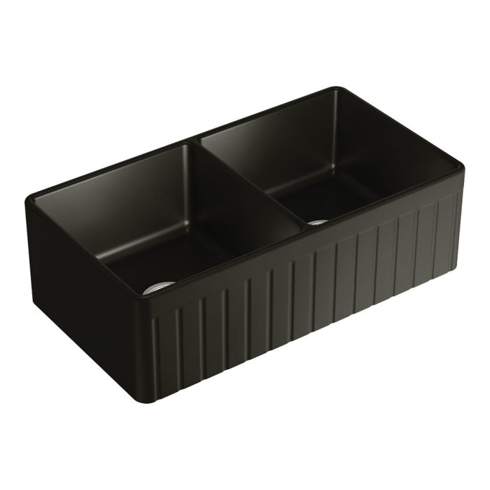 fienza Benson Double Butler Sink Matte Black