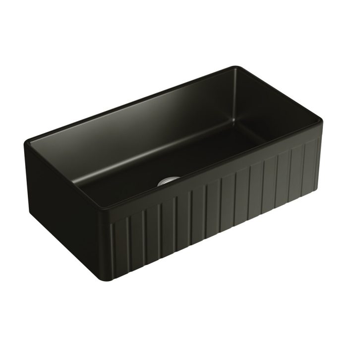 fienza Benson Single Butler Sink Large Matte Black