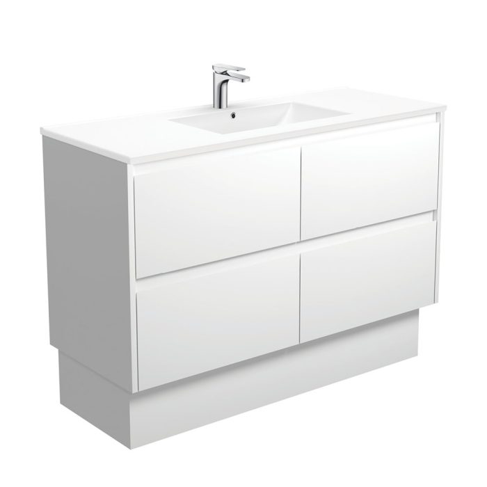 fienza Dolce Amato 1200 Satin White Vanity On Kick