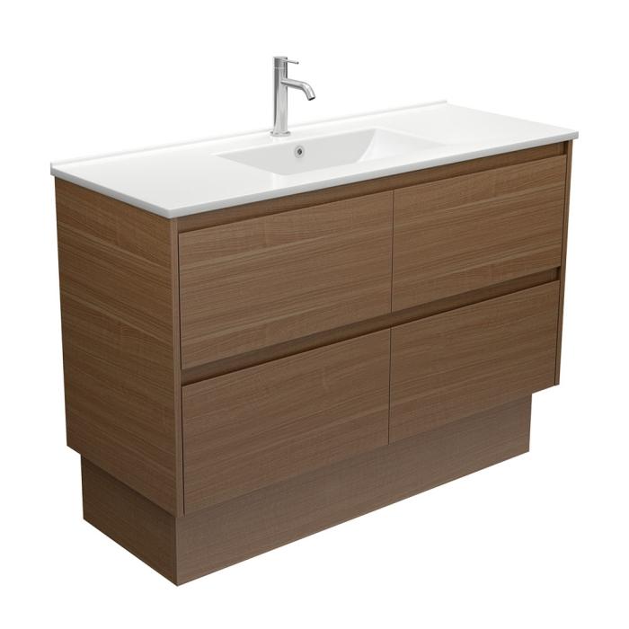 fienza Dolce Amato 1200 Walnut Vanity On Kickboard