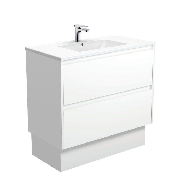 fienza Dolce Amato 900 Satin White Vanity On Kick