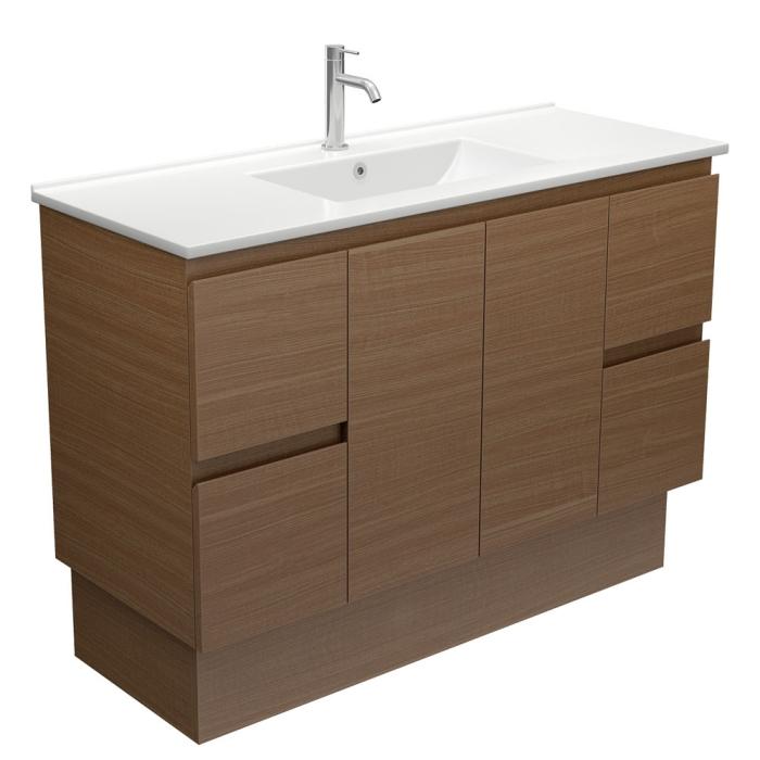 fienza Dolce Edge Walnut 1200 Vanity on Kickboard
