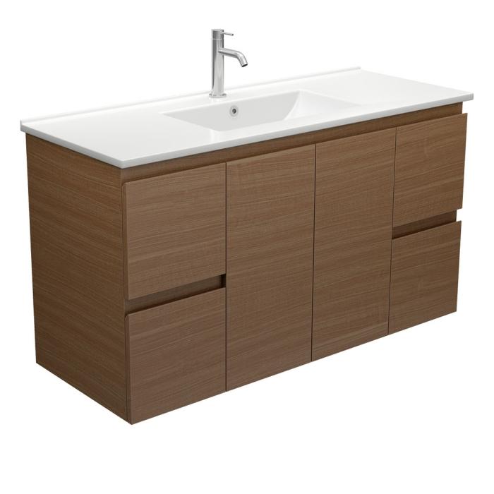 fienza Dolce Edge Walnut 1200 Wall Hung Vanity