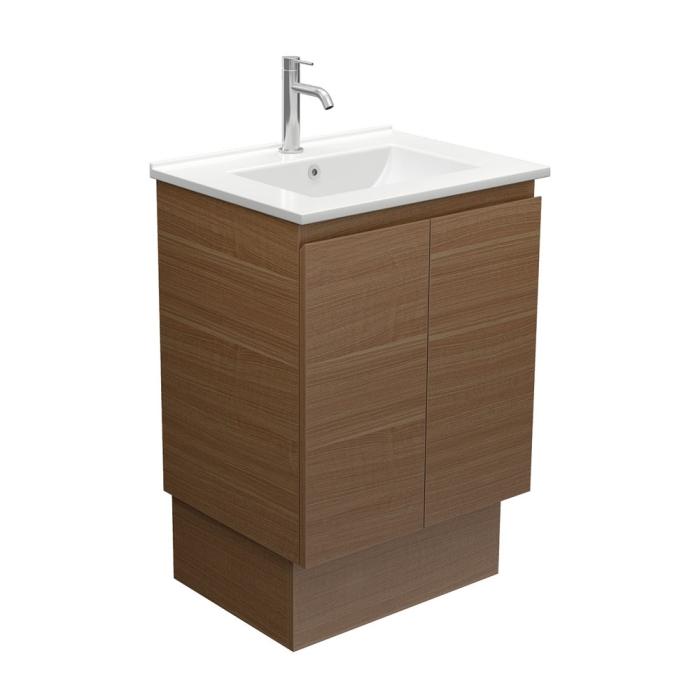 fienza Dolce Edge Walnut 600 Vanity On Kickboard
