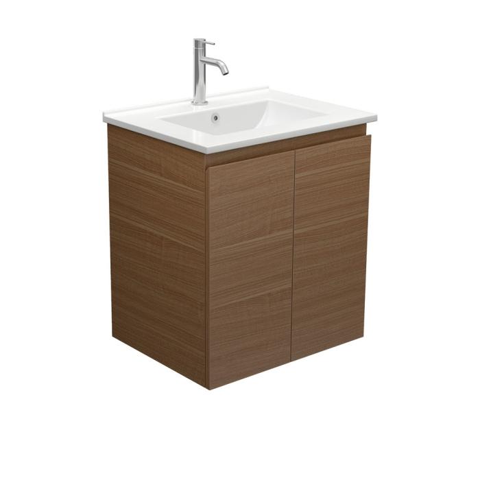 fienza Dolce Edge Walnut 600 Wall-Hung Vanity
