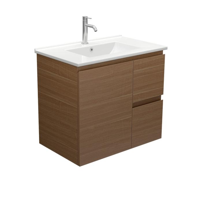 fienza Dolce Edge Walnut 750 Wall Hung Vanity