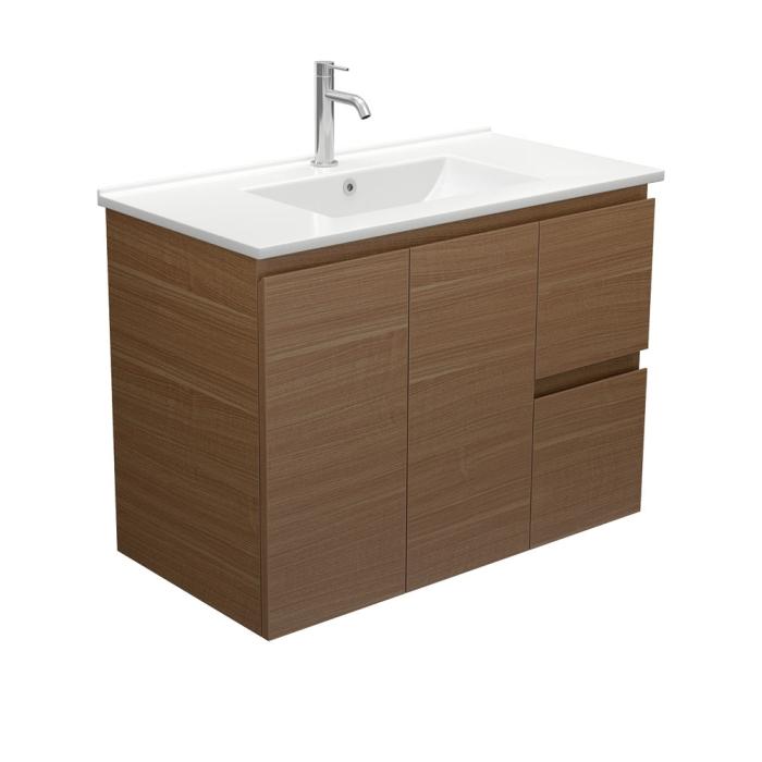 fienza Dolce EdgeWalnut 900 Wall Hung Vanity