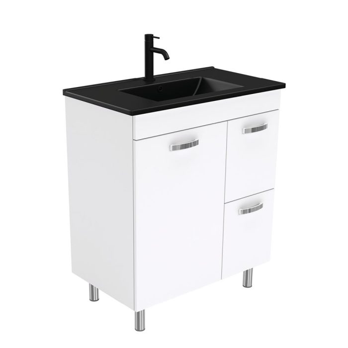 fienza Dolce Matte Black Unicab 750 Vanity On Legs