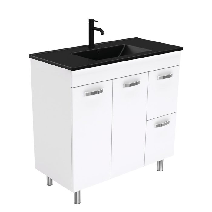 fienza Dolce Matte Black Unicab 900 Vanity On Legs