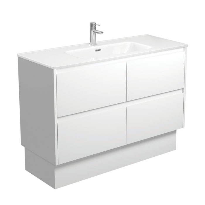 fienza Joli Amato 1200 Satin White Vanity On Kick