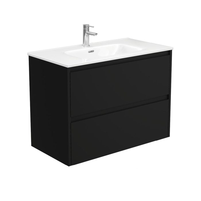 fienza Joli Amato 900 Satin Black Wall-Hung Vanity