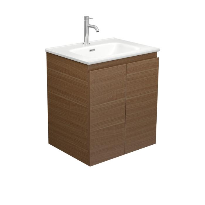 fienza Joli Matte Edge Walnut 600 Wall Hung Vanity