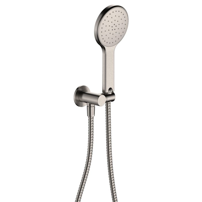 fienza Kaya Hand Shower Round Plate Brushed Nickel