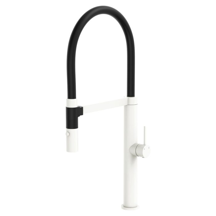 fienza Kaya Pull Down Sink Mixer Matte White Mixed