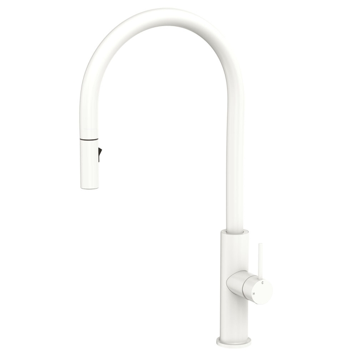 fienza Kaya Pull-Out Sink Mixer Matte White