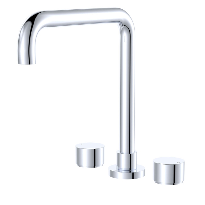 fienza Kaya Squareline Hob Set Round Taps Chrome