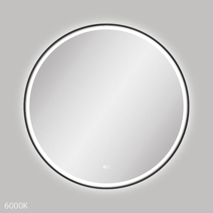 fienza Reba LED Matte Black Framed Mirror 900mm