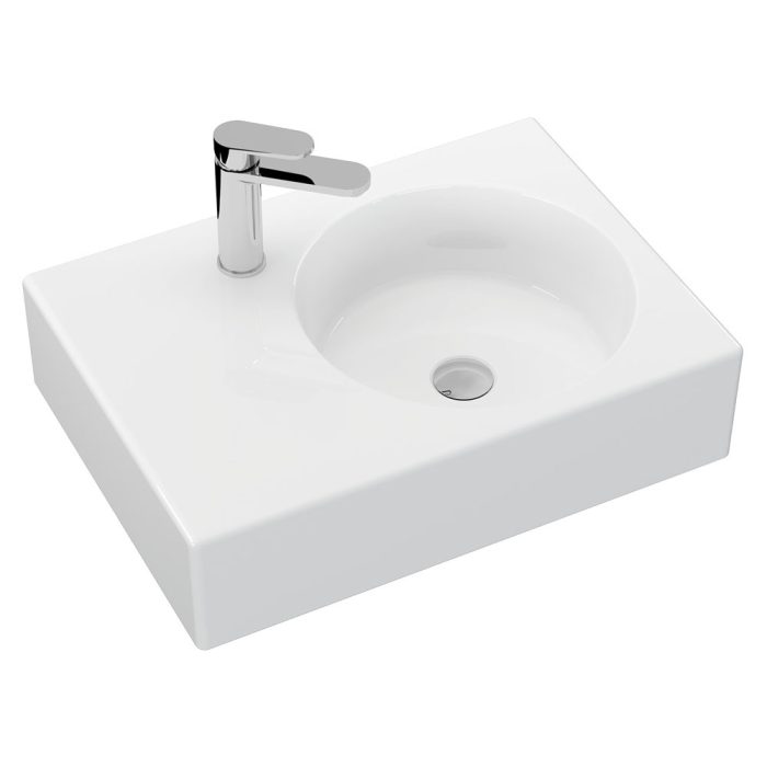 fienza Reba Right Bowl Wall Basin 1 Tap Hole