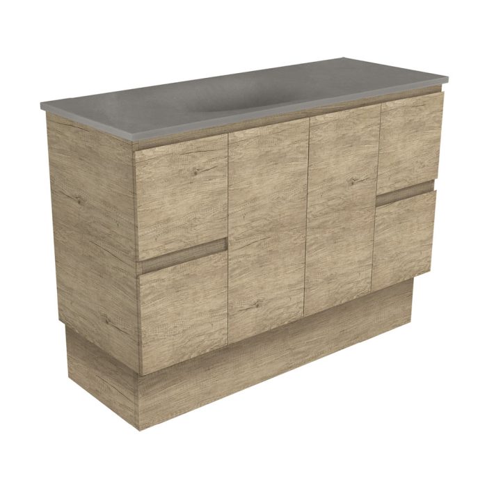 fienza Satori Edge 1200 Scandi Oak Vanity On Kick