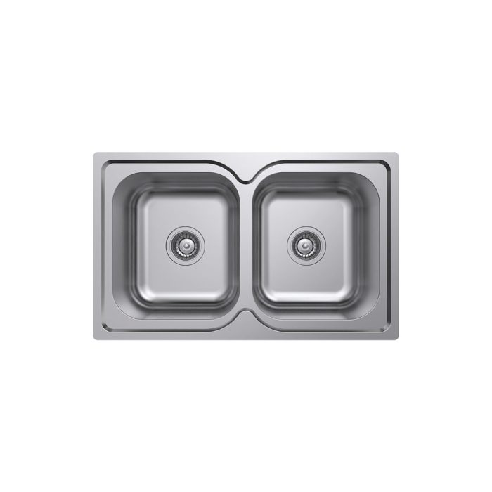 fienza Tiva 780 Double Kitchen Sink No Tap Hole