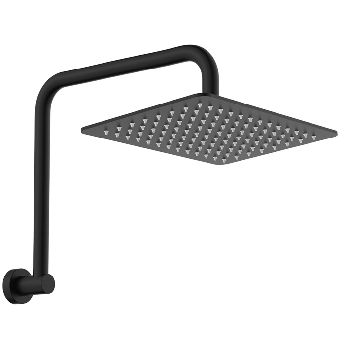 fienza Tono Gooseneck Shower Arm Set Matte Black
