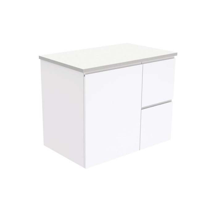 fienza Fingerpull Gloss White 750 Wall-Hung Cabinet Right Hand Drawers
