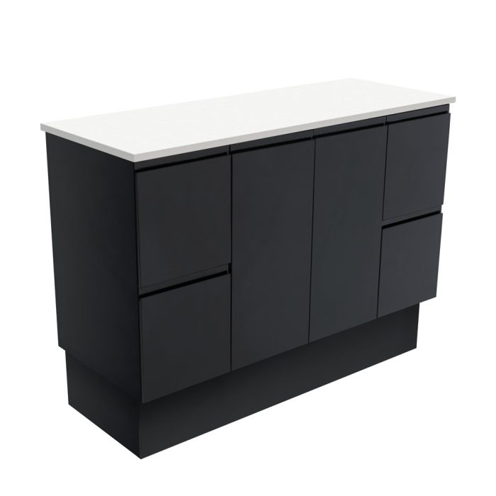 fienza Fingerpull Satin Black 1200 Cabinet on Kickboard