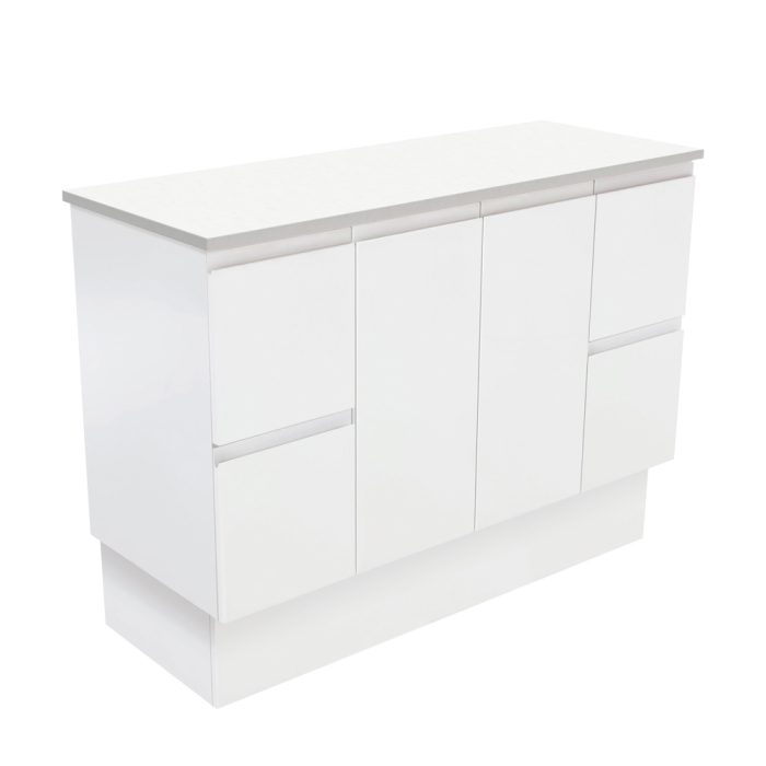 fienza Fingerpull Satin White 1200 Cabinet on Kickboard