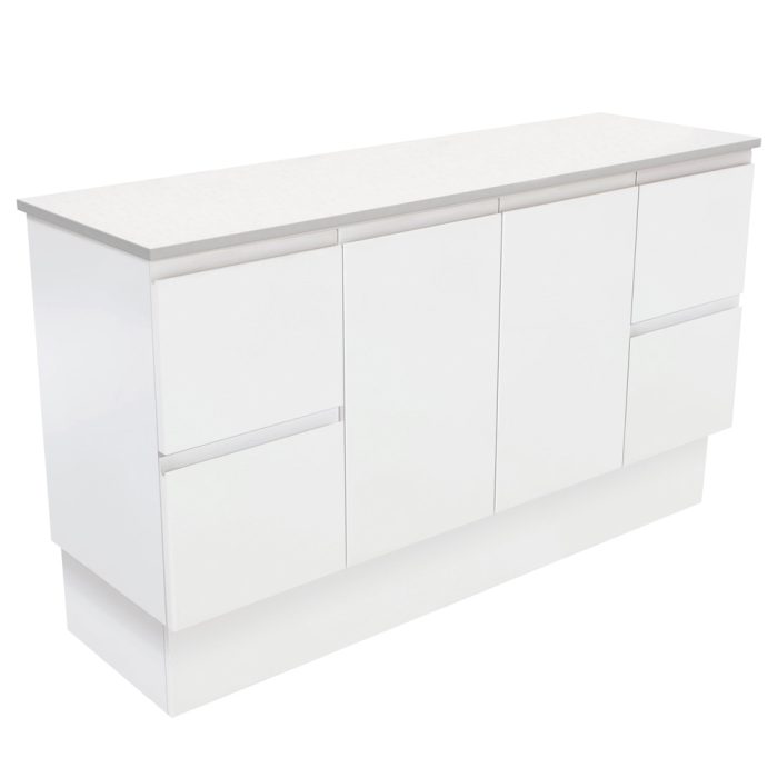 fienza Fingerpull Satin White 1500 Cabinet on Kickboard