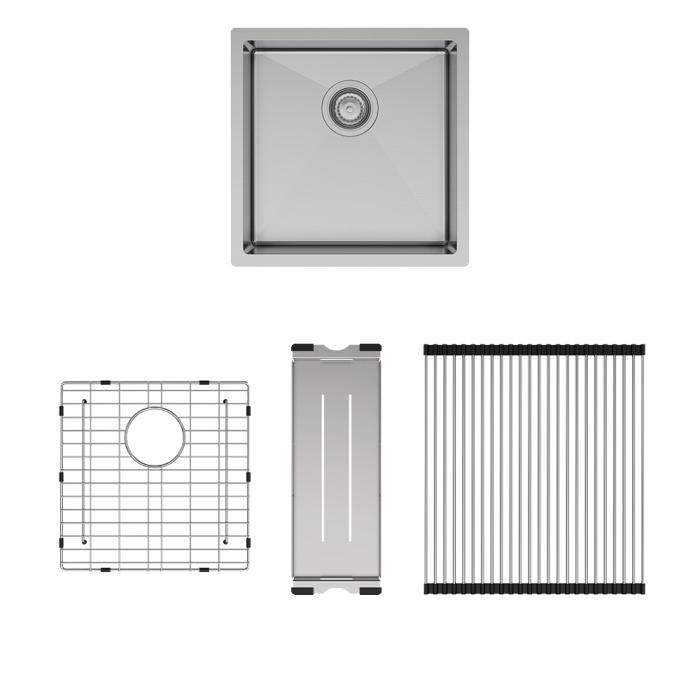 fienza Hana 32L Single Kitchen Sink Kit Stainless Steel
