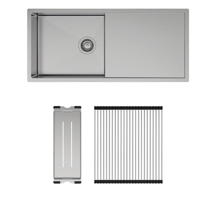 fienza Hana 36L Single Kitchen Sink with Drainer Kit