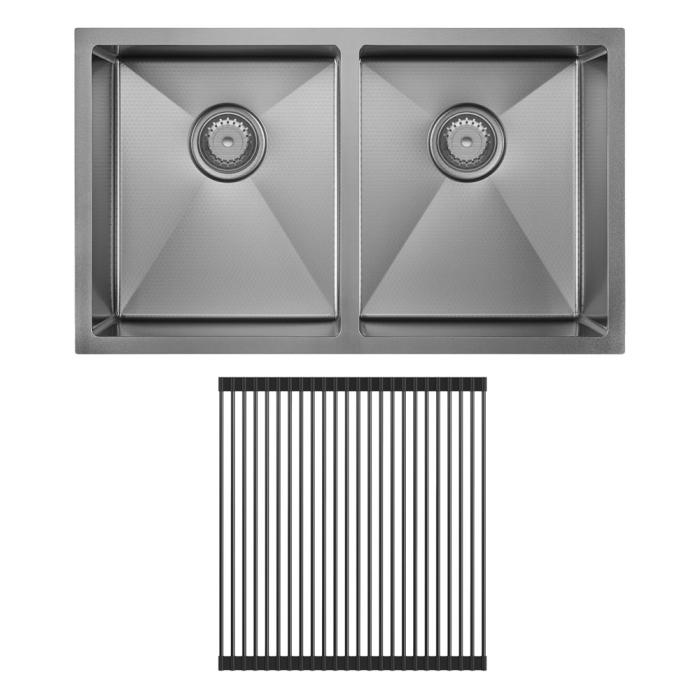 fienza Hana Anti-Scratch 27L/27L Double Kitchen Sink Kit PVD Gun Metal