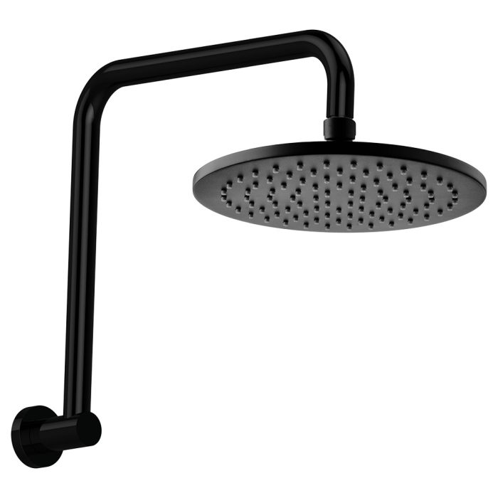 fienza Hustle Round Gooseneck Shower Arm Set Matte Black