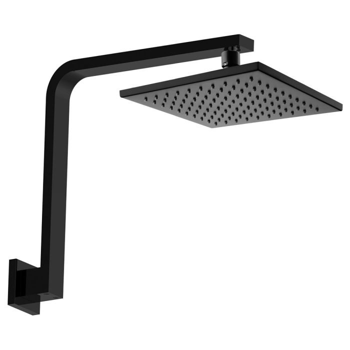fienza Hustle Square Gooseneck Shower Arm Set Matte Black