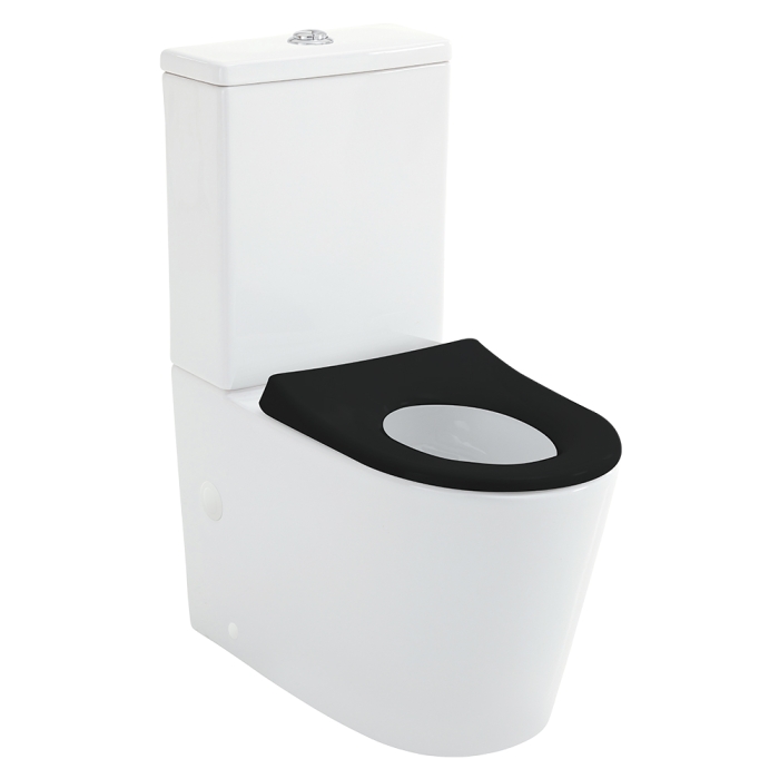 fienza Isabella Junior Tornado Flush Back-to-Wall Toilet Suite Black Seat with Anti-Vandal Kit