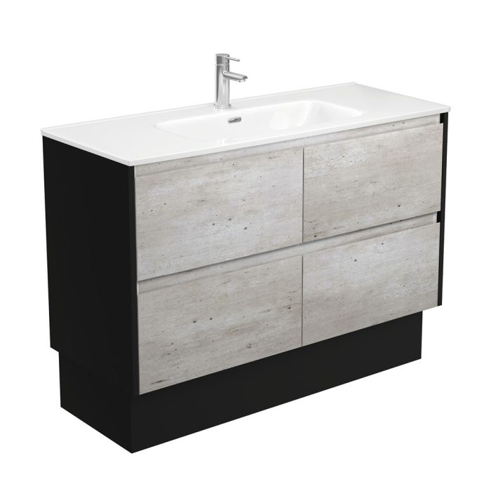 fienza Joli Amato 1200 Industrial Vanity On Kick Satin Black Panels
