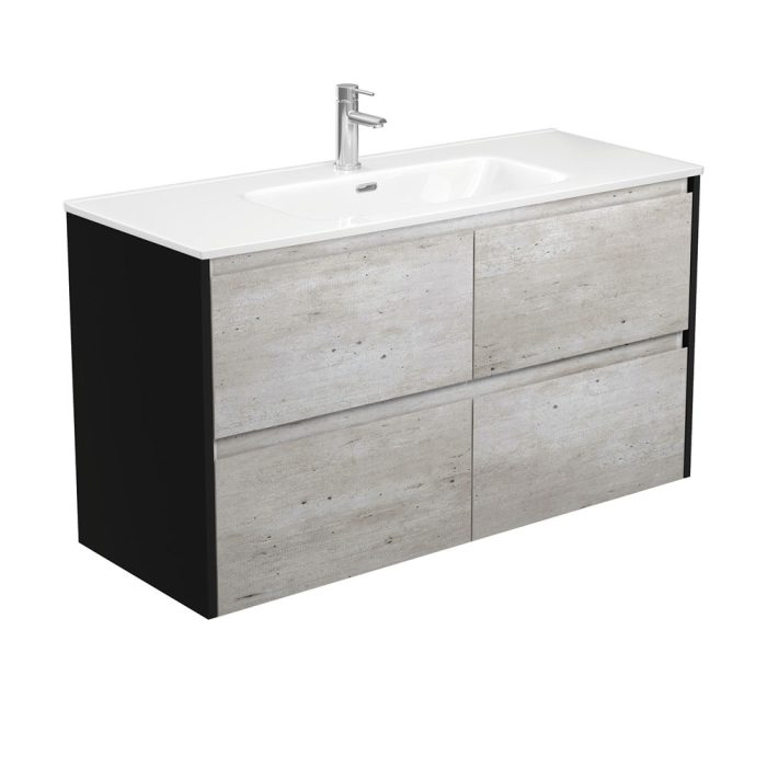 fienza Joli Amato 1200 Industrial Wall-Hung Vanity Satin Black Panels