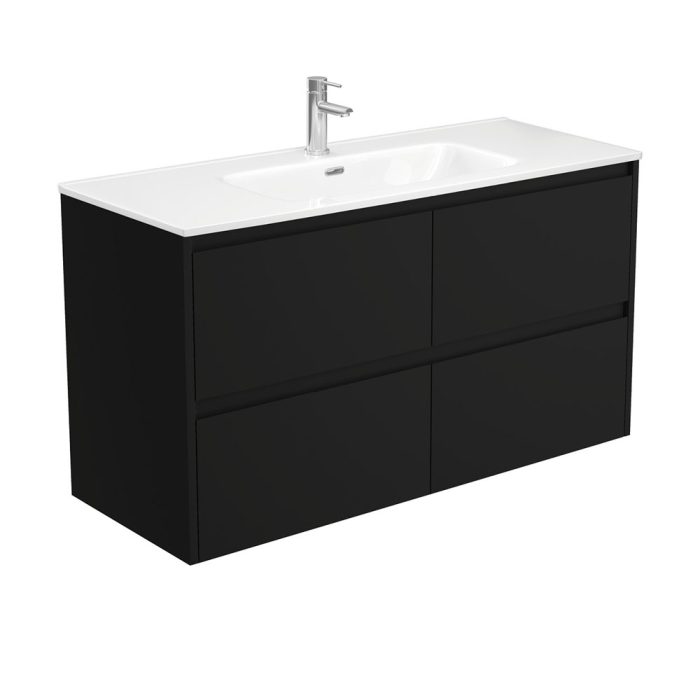 fienza Joli Amato 1200 Satin Black Wall-Hung Vanity