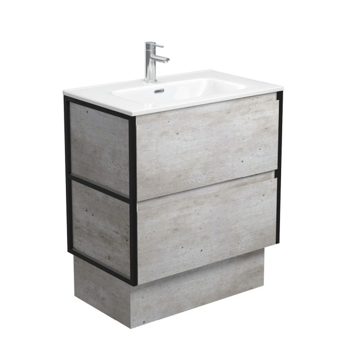 fienza Joli Amato 750 Industrial Vanity On Kick Matte Black Frames
