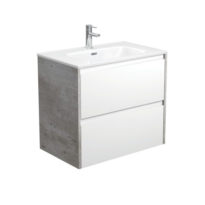 fienza Joli Amato 750 Satin White Wall-Hung Vanity Industrial Panels