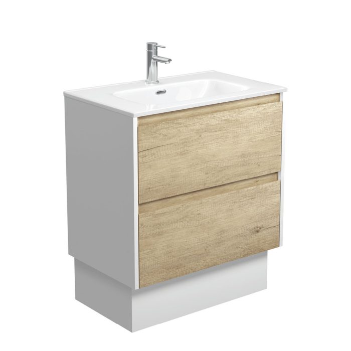 fienza Joli Amato 750 Scandi Oak Vanity On Kick Satin White Panels