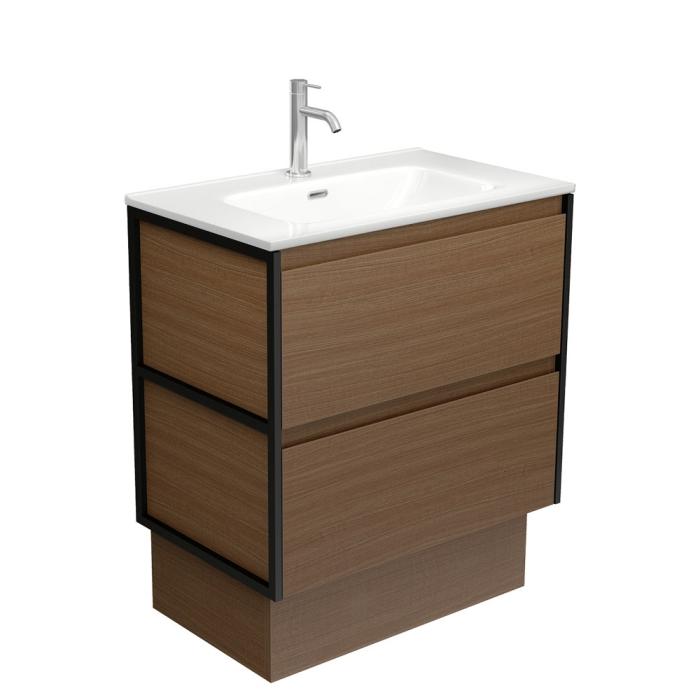 fienza Joli Amato 750 Walnut Vanity On Kick Matte Black Frames