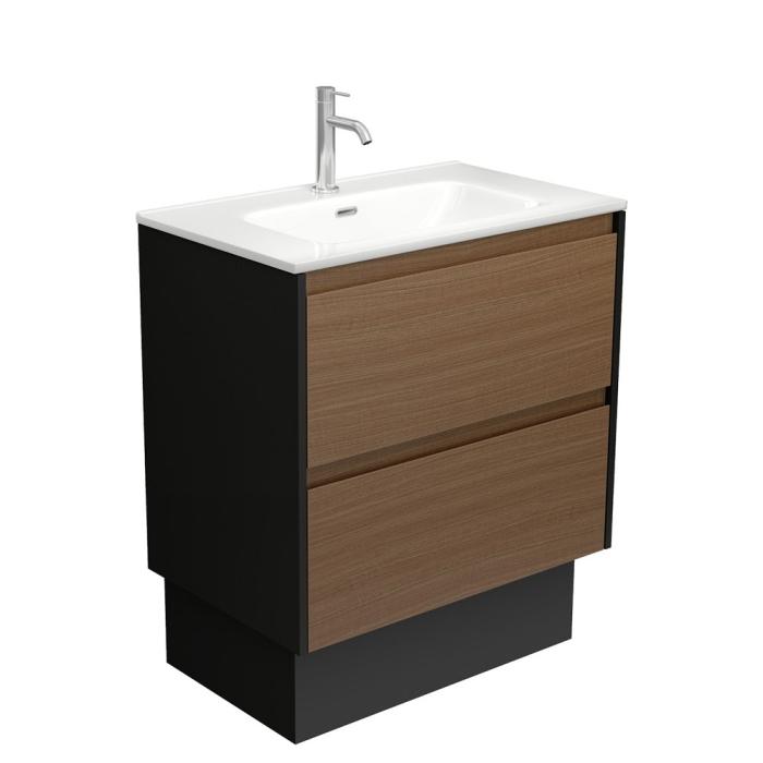 fienza Joli Amato 750 Walnut Vanity On Kick Satin Black Panels