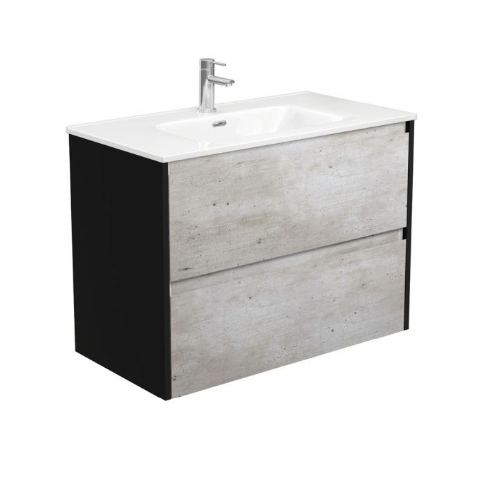 fienza Joli Amato 900 Industrial Wall-Hung Vanity Satin Black Panels