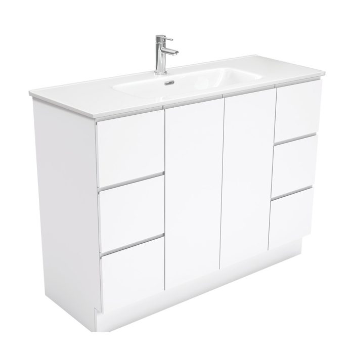 fienza Joli Fingerpull Gloss White 1200 Vanity On Kickboard