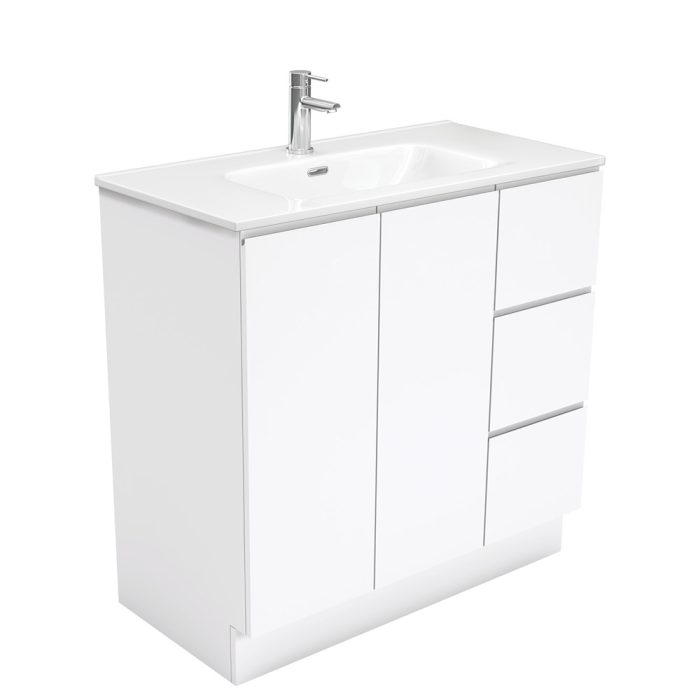 fienza Joli Fingerpull Gloss White 900 Vanity On Kickboard