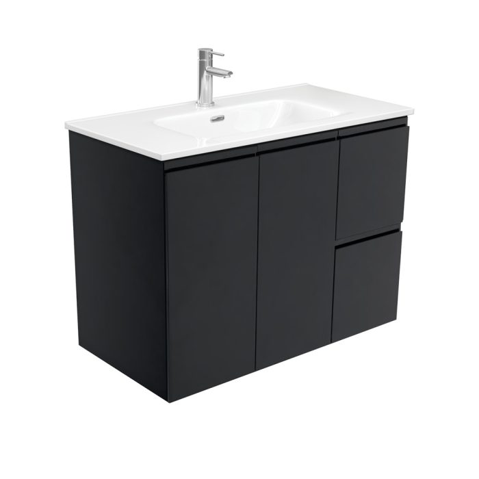 fienza Joli Fingerpull Satin Black 900 Wall-Hung Vanity