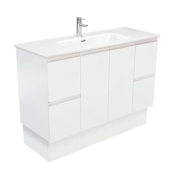 fienza Joli Fingerpull Satin White 1200 Vanity On Kickboard