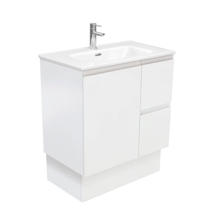 fienza Joli Fingerpull Satin White 750 Vanity On Kickboard